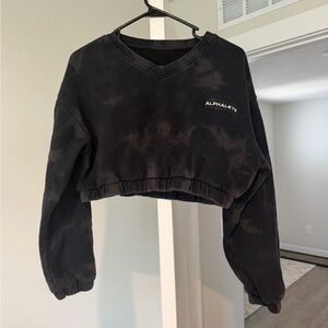 Alphalete Women's Black Tie-Dye Cropped Hoodie